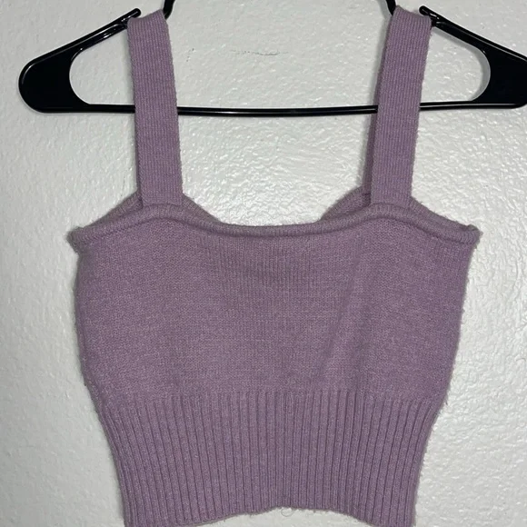 Witty Fox Knit Cropped Tank Top Sweetheart Neckline Small Purple - Picture 3 of 4